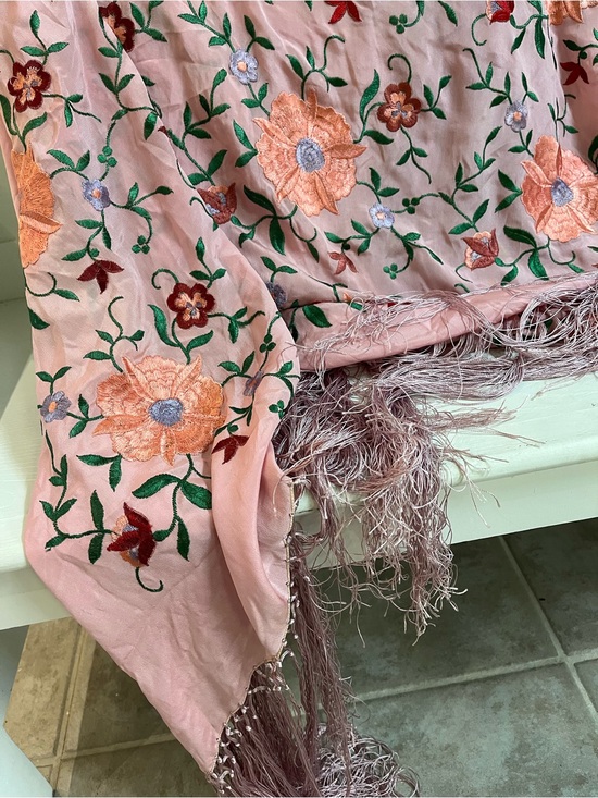 Accessories - Embroidered Silk Piano Scarf or Ladies Shawl